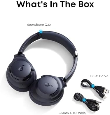 Unleash Your Sound: Anker Q20 i Wireless Over-Ear Headphones with Advanced Noise Cancellation, 40-Hour Battery Life, and Customizable Audio Profiles – Immerse Yourself in Hi-Res Audio with Deep Bass and Transparency Mode for Ultimate Comfort and Clarity