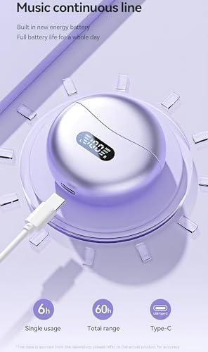 Open Ear Clip Bluetooth 5.49 Wireless Earbuds – Ultra Lightweight Headphones for Small Ears & Glasses Wearers with Secure Fit, Integrated Mic & LED Charging Case – Perfect for Gym & Outdoor Activities – Enhanced Stereo Sound for i Phone & Android Users – Experience Audio Freedom in Stylish Purple