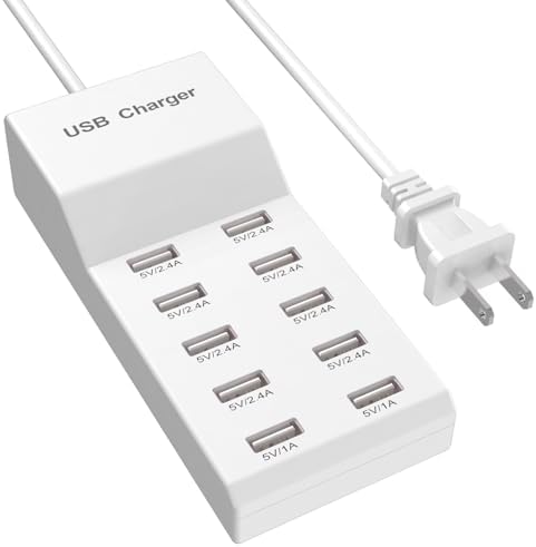 QIONMAR 10-Port Smart USB Charging Hub – Efficient Multi-Device Power Station for Rapid and Secure Charging – Compatible with i Phone 15, Galaxy S, and More – Compact and Portable Design for Home, Office, and Travel Use