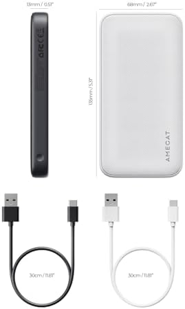 Dual Pack Ultra-Slim 10,000 m Ah USB C Power Bank – 15 W Fast Charging External Battery for i Phone 16/15/14/13, Galaxy S25/24, Pixel, and More – Lightweight, Durable, and Highly Compatible Portable Charger for On-the-Go Power