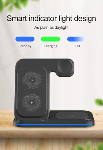 Ultimate 3-in-1 Wireless Charging Hub for i Phone, Android, Apple Watch & Air Pods – 18 W Fast Charge, LED Status Light, Compact Design for Streamlined Power Solutions