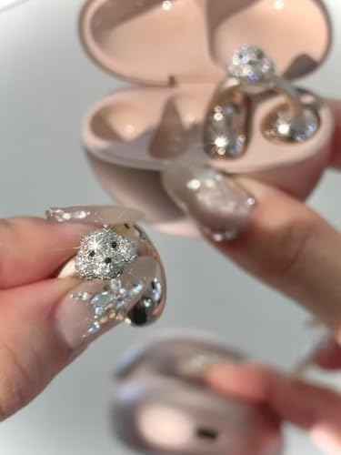 Elevate Your Earbuds with a Chic Silver Rhinestone Bow Clip-On Accessory – Customizable DIY Earbud Decor for Fashion-Forward Audio Enthusiasts – Perfect for Daily Use & Special Events