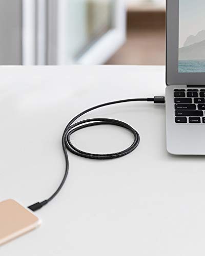 Anker 6 ft Durable Double-Braided Nylon Lightning Cable – Apple MFi Certified for Fast Charging and Data Transfer with i Phone and i Pad Compatibility – Premium Quality Accessory for Reliable Performance (Black)
