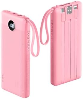 VRURC 10,000 m Ah Slim Power Bank – Ultimate Multi-Device Portable Charger with Built-in Cables, 5 Outputs & Dual USB-C Inputs for i Phone, Samsung, Android – Travel Essential for On-the-Go Power Solutions