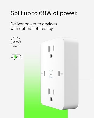 Belkin Multi-Device Power Hub – Efficient USB-C Fast Charging Adapter for Mac Book Pro, Chromebook, i Phone 16/15/14, Samsung Galaxy S25 & Nintendo Switch 2 – Sleek White Design for Home & Office Use with Enhanced Safety Features
