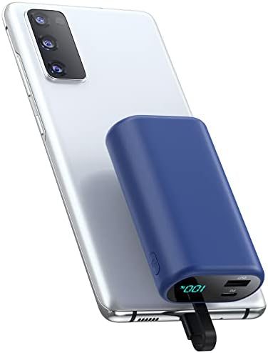 Compact 10800 m Ah Portable Charger with Built-in USB-C Cable – Fast PD 3 A Power Bank for Samsung Galaxy S22/S21, Note, Moto, and LG – LCD Display for Real-Time Battery Monitoring – Ultimate Solution for Mobile Charging Needs