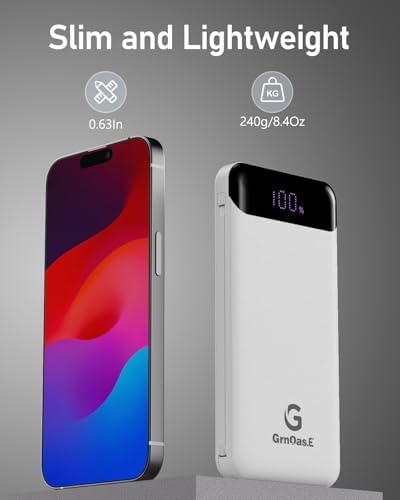 Compact 10,000 m Ah Power Bank – Fast Charging Portable Charger with Dual USB-C Compatibility for i Phone 16, Samsung, and Android Devices – Sleek Black Design for Ultimate Travel Convenience and Enhanced Device Performance