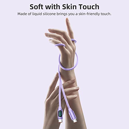 Ultra-Fast 100 W USB C to USB C Cable 2-Pack – 6.6 FT Silicone Charging Cables with LED Display for Samsung Galaxy Z Flip5, Fold5, Flip4, Fold4 – High-Speed 5 A Power Delivery, Enhanced Durability, and Compatibility for All Your Devices