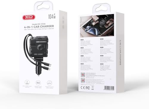 Ultimate 4-in-1 Retractable Car Charger – 65 W Fast Charging Solution for i Phone 16/15/14/13/12/11, Galaxy & Pixel – Compact, Safe & Versatile Mobile Power Adapter for Road Trips and Daily Use