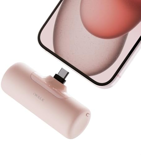 i WALK 4,500 m Ah Pink Portable Charger – Ultimate USB-C Power Bank for i Phone 15/16 & Samsung S22/S23/S24, Slim Design for Effortless Travel, Quick Charge Battery Pack for All Android Devices, Stylish and Convenient Power Solution
