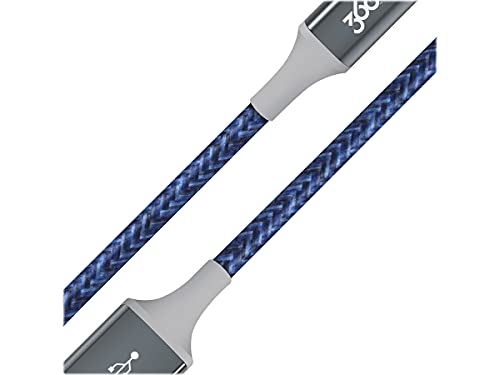 Premium 4 ft Braided USB-C to USB-A Charging Cable by 360 Electrical Habitat | Fast Charging Cord for Phones, Tablets & Laptops | Durable Tangle-Free Design in Navy | Enhanced Compatibility for Seamless Power-Up Experience