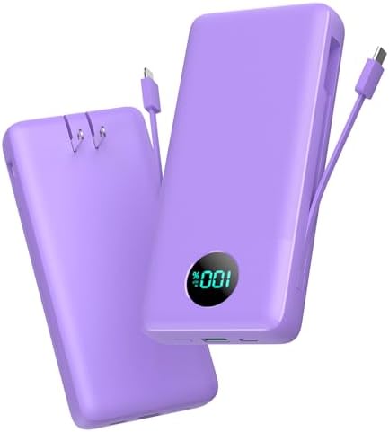 Ultra-High Capacity 33800 m Ah USB C Power Bank with Integrated Cables & AC Wall Adapter – Rapid 25 W Fast Charging with QC 4.0, Multi-Device Support, LCD Battery Status Display for i Phone 16/15, Samsung, Android, and More – Ultimate Portability and Efficiency for On-the-Go Power Solutions