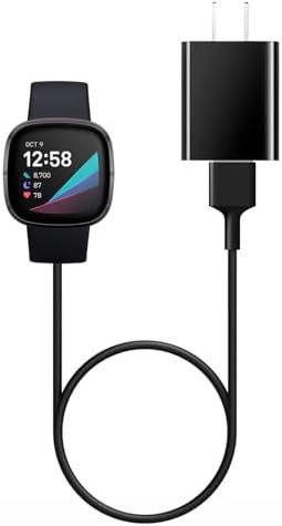 Premium Replacement Charger for Fitbit Sense 2, Versa 3 & 4 – High-Speed USB Magnetic Charging Cable with Wall Plug for Enhanced Device Compatibility and Performance – Stay Active & Connected Effortlessly