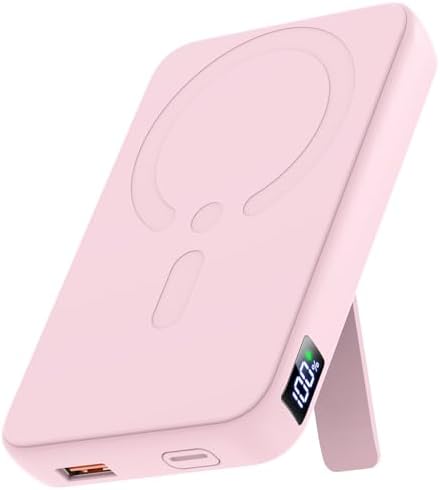 Mag Safe-Compatible 12000 m Ah Wireless Power Bank with Built-in Stand – Rapid PD 20 W Magnetic Charger for i Phone 16/15/14/13/12 Pro Series – Ultimate Travel Companion with Seamless Connectivity and Enhanced Device Usability