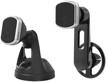 Scosche Magic Mount Select Dual Pack – Premium Magnetic Car Phone Holder for i Phone & Android – Secure 360° Adjustable Mount for Hands-Free Driving – Ideal for Dash & Window Use – Durable Design for Enhanced Compatibility & Safety
