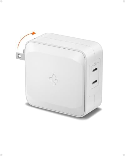 Effortless Power: Spigen 70 W Ga N II Dual USB-C Wall Charger – Fast Charging for Mac Book Pro, i Pad, i Phone & More – Compact Design for On-the-Go Efficiency with Dual Ports & 60 W Single Port Capability – Ultimate Compatibility & Enhanced Safety for All Your Devices