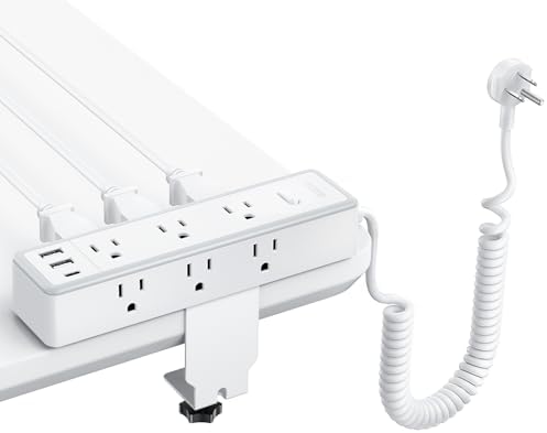 NTONPOWER 12-in-1 Desk Power Strip with 10 ft Extension Cord – 9 AC Outlets & 3 USB Fast Charging Ports, 1200 J Surge Protection, Wall or Desk Edge Mountable for Optimal Workspace Efficiency, Compatible with 2.68″ Tabletops – Enhance Your Productivity & Device Safety