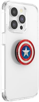 Marvel Captain America Mag Safe Pop Socket Grip – Secure Enamel Phone Holder with Kickstand, Wireless Charging Ready, Lightweight Design for Ultimate Usability and Marvel Fandom Style