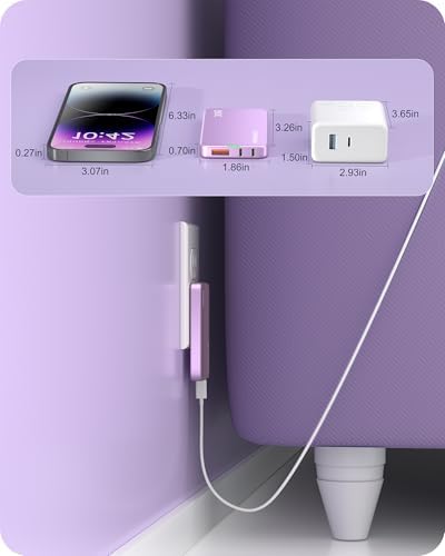 Sleek Purple 65 W Ga N Multi-Port USB Wall Charger – Ultra-Slim Travel Adapter with Dual Type-C & USB-A Ports for Rapid Charging of Mac Book Pro, i Phone 16/15/14, i Pad Pro, and Pixelbook – Compact, Stylish, and Versatile Power Solution for All Devices