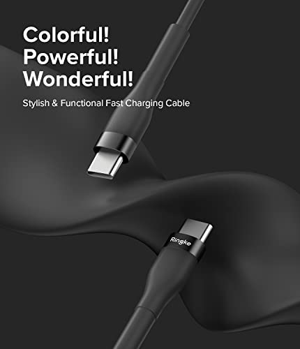 Ringke 3.9 FT USB C to USB C Pastel Charging Cable – Fast Data Transfer & Car Play Compatible Cord for i Phone 16/15, Galaxy, Pixel, Laptops & Tablets – Sleek Black Design for Enhanced Performance and Durability