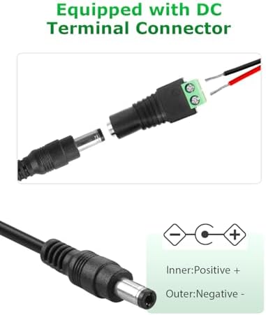 High-Performance 24 V 2 A Power Supply Adapter: Versatile 48 W AC to DC Converter for LED Strips, CCTV Cameras, and Printers – 4.9 FT Cable with Dual Barrel Plug Compatibility (5.5 x 2.5 mm & 2.1 mm) – Universal Input 100 V-240 V for Safe and Consistent Power Delivery – Essential Power Solution for Home and Professional Use with Enhanced Safety Features