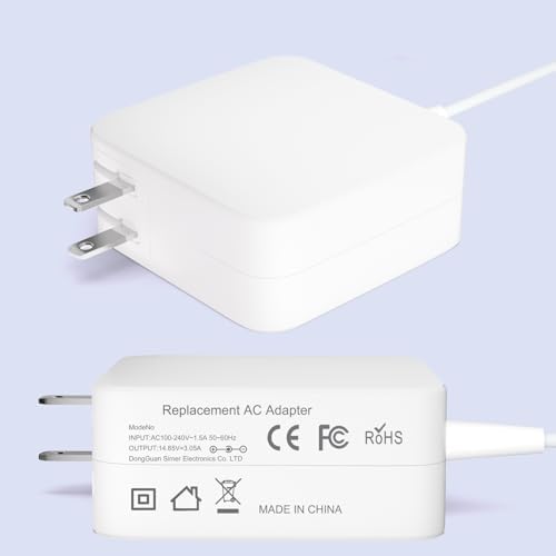 Universal 45 W Mac Book Air Charger – Magnetic T-Tip AC Power Adapter for A1436, A1466, A1465 Models – Compact & Lightweight with Foldable Plug – Fast Energy Delivery for 11″ and 13″ Laptops (2012-2017) – CE/Ro HS Certified for Safety – Includes 6 ft Power Cord & Free Rechargeable Charger – 12-Month Satisfaction Guarantee