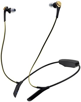 Audio-Technica ATH-CKS550 BTBGD Wireless Solid Bass Bluetooth Earbuds with Microphone – Premium In-Ear Headphones for Deep Sound and Effortless Control in Black-Gold Finish