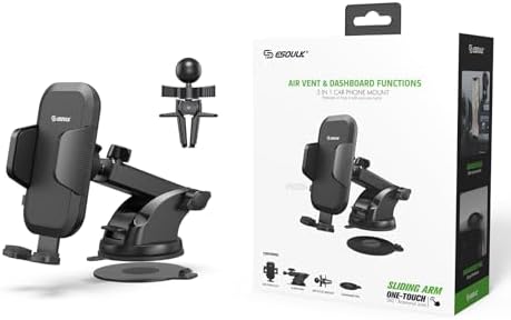 Esoulk Secure Grip 360° Rotating Car Phone Holder with Strong Suction Cup & Adjustable Long Arm – Universal Compatibility for i Phone, Samsung, Android & GPS – Enhanced Safety & Convenience for Drivers