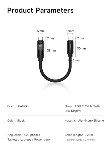 Hagibis USB 4 Cable with LED Display – 240 W Fast Charging & 8 K@60 Hz Video Output for i Phone 16/15 Pro Max, i Pad, Mac Book Pro/Air – Ultimate Thunderbolt 4/3 Data Transfer Solution for Efficient Connectivity and Enhanced Performance