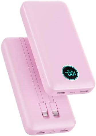 High-Capacity 40,800 m Ah Portable Power Bank with 25 W Fast Charging, Built-In Cables, and LCD Display – Universal Charger for i Phone 16/15/14 & Android Devices – Ultimate On-the-Go Solution in Sleek Black