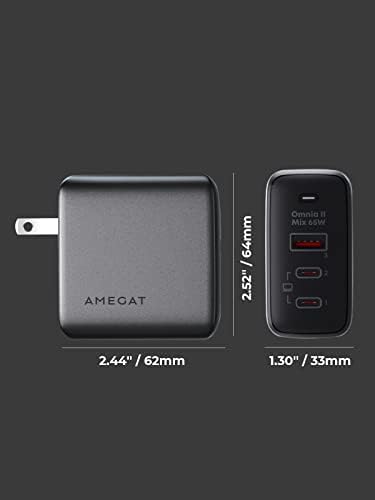 65 W Ga N III USB-C Charger – 3-Port Fast Charging Block with PPS PD 3.0 Technology for Mac Book Pro, i Pad Pro, i Phone 16/15/14/13, Apple Watch, Galaxy S24, and Pixel – Compact, Foldable Design for Ultimate Portability and Efficiency