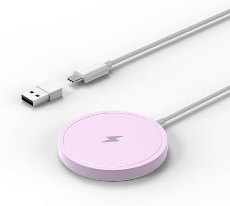 Magnetic Fast Wireless Charger Pad for i Phone 16/15/14/13/12 – 15 W Max Power, Sleek Purple Design, USB-A Compatibility for Effortless Charging Solutions