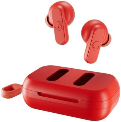 Skullcandy Dime Wireless Earbuds – Sweat-Resistant In-Ear Headphones with 12-Hour Battery Life, Built-in Microphone, and Universal Bluetooth Compatibility – Stylish Red Design for Active Lifestyles
