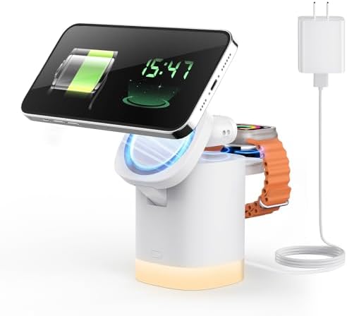 Travel-Ready Joy Geek 3-in-1 Wireless Charging Station – Fast Mag-Safe Charger for i Phone 16-12 Series, Apple Watch Series 10-2, and Air Pods Pro – Ultimate Compatibility and Speed for On-the-Go Lifestyle