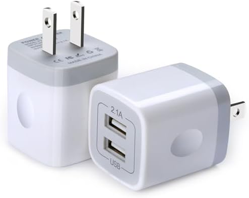 Efficient Dual Port USB Wall Charger – 2.1 Amp Fast Charging Adapter for i Phone 16 Pro Max, Samsung & Android Devices – Compact, Lightweight Design for Home, Office, and Travel – Universal Compatibility with Built-in Safety Features – Quick Power-Up for Multiple Devices