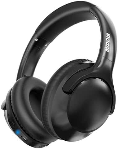 MIDOLA Hi-Fi Bluetooth Over-Ear Headphones – 68-Hour Playtime, Foldable Design for Ultimate Portability, Deep Bass with 6 Custom EQ Modes, Integrated Microphone for Crystal Clear Calls – Perfect for Travel and Home Office Use