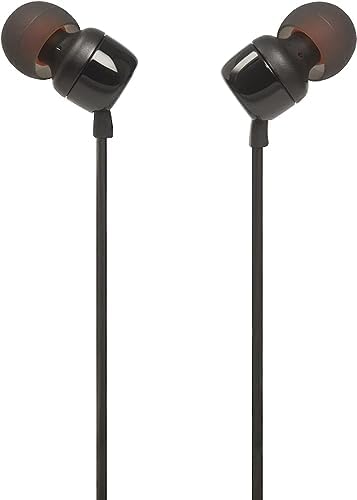 Transform Your Listening Journey with JBL Tune 110 Wired In-Ear Headphones – Exceptional Sound Clarity, Comfortable Fit, and Elegant Black Velvet Storage Pouch for Seamless Compatibility with i Phones & Android Devices Featuring 3.5 mm Port – Ideal for Music Enthusiasts and Active Lifestyles