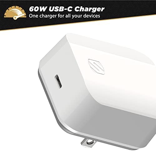 Scosche HPDC60 Powervolt 60 W USB Type-C Wall Quick Charger – Ultra-Fast Power Delivery 3.0 Adapter for Phones, Tablets & More – Compact Travel-Friendly Design in White – Reliable Overcharge Protection & Universal Compatibility