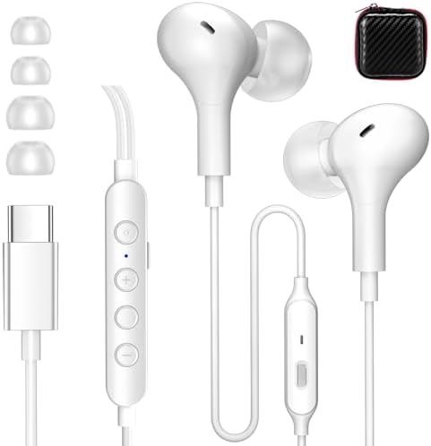 Elevate Your Audio Experience with APETOO USB-C Earbuds: Advanced Noise-Cancellation Technology, High-Fidelity Stereo Sound, 5 Customizable EQ Settings & 7 Voice Modulation Features – Perfect for Gaming, Music Listening, and Professional Recording – Ergonomically Designed in Sleek White for Ultimate Comfort and Enhanced USB-C Compatibility