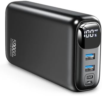 Massive 50000 m Ah Portable Power Bank with 22.5 W Fast Charging – Lightweight USB-C External Battery Pack with LED Display for i Phone 16/15/14/13 Pro, Android, and Samsung Galaxy – Ultimate Travel Companion for Non-Stop Charging