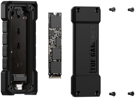 ASUS TUF Gaming A1 External M.2 NVMe SATA PCIe SSD Enclosure – Ultra-Fast USB-C Storage Solution with M.2 Q-Latch, IP68 Waterproof & Dustproof Design, Perfect for PS5 and Xbox Gamers, Enhanced Drop Resistance, Sleek Black Finish for Optimal Performance and Reliability