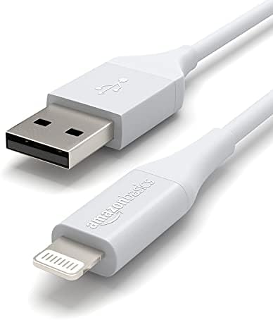 Amazon Basics MFi Certified 6 ft USB-A to Lightning Charger Cable for i Phone & i Pad – Durable ABS Construction, Fast Data Transfer, 2-Pack for Enhanced Convenience & Compatibility
