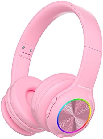 Vibrant Power Locus PLED Kids Bluetooth Headphones – Safe Volume Control (74/85/94 d B), Fun LED Lights, Hi-Fi Sound, Built-in Microphone & Multi-Connectivity for Travel, Learning & Play – Perfect Over-Ear Design for Children