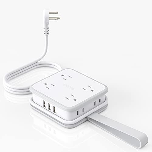 NTONPOWER 8-Outlet Flat Plug Power Strip with 45 W USB-C Fast Charging Port – Compact Multi-Device Extender with 5 ft Cord, Ideal for Home and Travel, Compatible with i Phone, Mac Book Pro, Tablets, and Samsung – Smart Design for Organized Charging Solutions