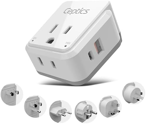 Compact Travel Power Adapter Set for Brazil, Peru & Chile – 20 W Dual USB & USB-C Charger with 2 USA Sockets – Fast Charging with Type C & N Attachments – Portable Plug Converter for Global Travelers – Stay Connected Anywhere