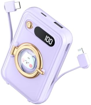 Ultra-Compact 10000 m Ah Fast Charging Power Bank with Built-in Cables and LED Display – Cute, Lightweight Design for i Phone, Samsung, and Tablets – Perfect Travel Companion for Effortless Power On-the-Go