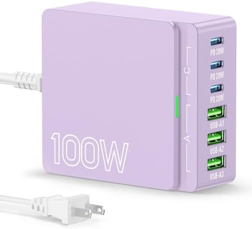 Revolutionize Your Charging Routine with the 100 W Ga N 6-Port USB C & A Power Station – Ultimate Fast Charging Hub for i Phone, i Pad, Samsung, and Android Devices – Compact Cube Design with Smart Power Management for Efficient Multi-Device Charging Solutions