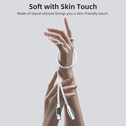 Ultra-Fast 100 W USB C to USB C Cable 2-Pack – 6.6 FT Silicone Charging Cables with LED Display for Samsung Galaxy Z Flip5, Fold5, Flip4, Fold4 – High-Speed 5 A Power Delivery, Enhanced Durability, and Compatibility for All Your Devices