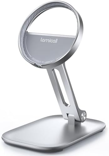 Lamicall [  Aluminum Stable Large Base Phone Stand Holder for Desk, Superb Surface Craftsmanship, Portable Cell Phone Dock, Compatible with 4-10” Cellphone and Tablets, Silver – Enhanced Compatibility and Speed