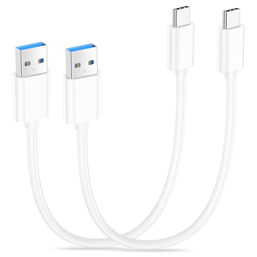 Compact 6-Inch USB A to USB C 3.1 Cable – 2-Pack for High-Speed 10 Gbps Data Transfer & Fast Charging | Perfectly Compatible with i Phone 15, Mac Book Pro, i Pad Pro, Samsung Galaxy S24, and Google Pixel | Ideal for Travel & Clutter-Free Connectivity | Durable Design for Everyday Use